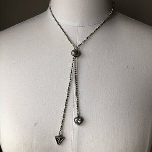 Vintage Y2K Guess Lariat Bolo Silver Necklace